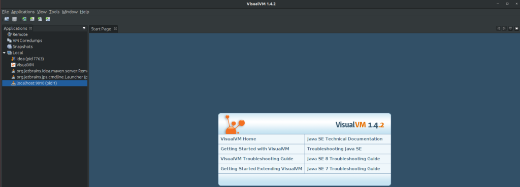 VisualVM main menu